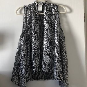 Rock Candy - Black & White Floral Lace Vest, XL